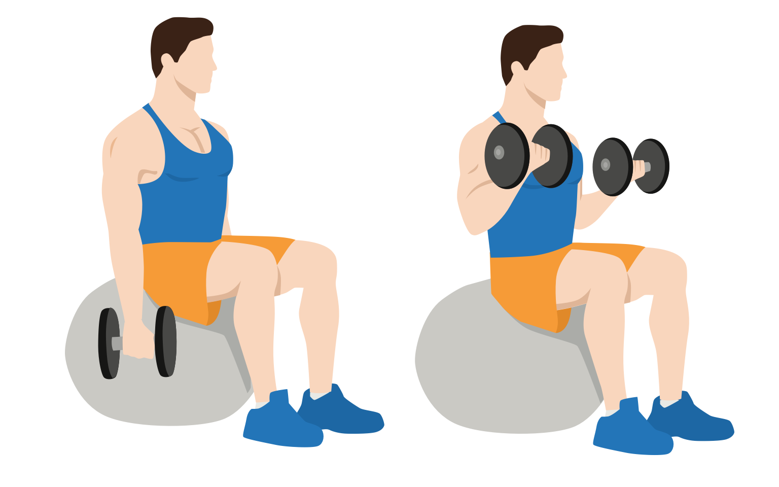 Exercise ball bicep curls