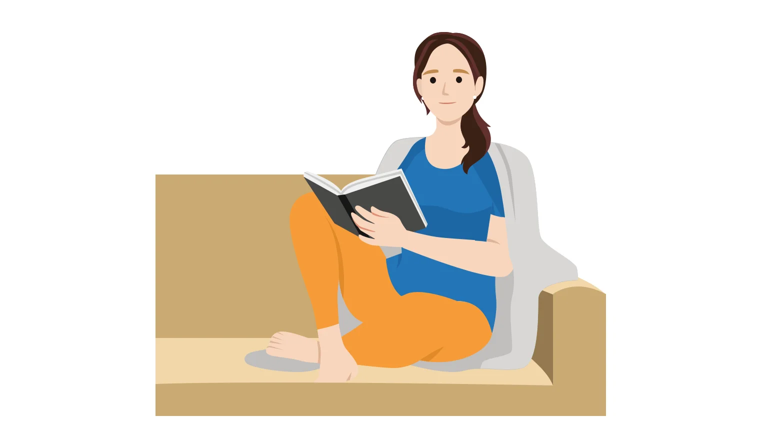 illustration - Woman rests reading a book on the sofa