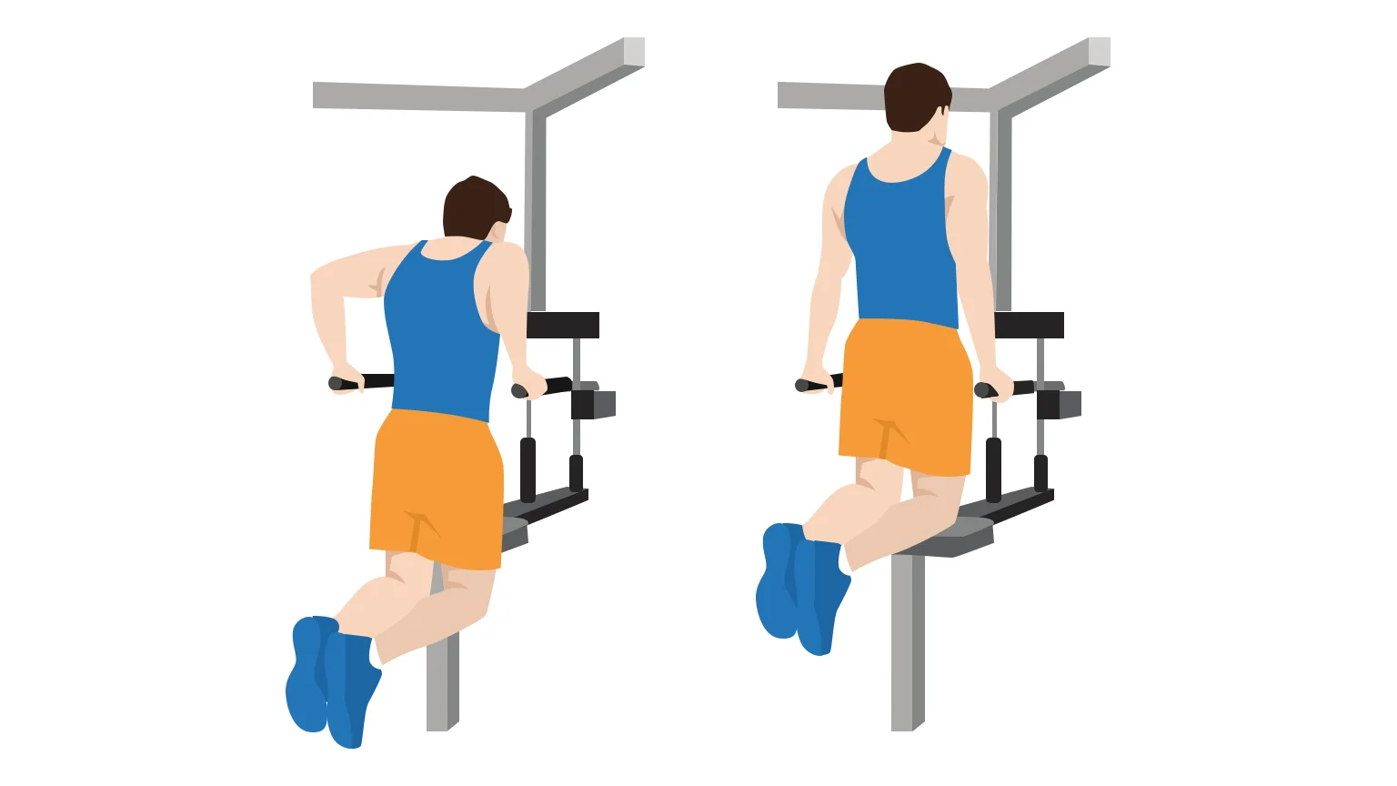 diagram - Man performs machine-assisted chest dips