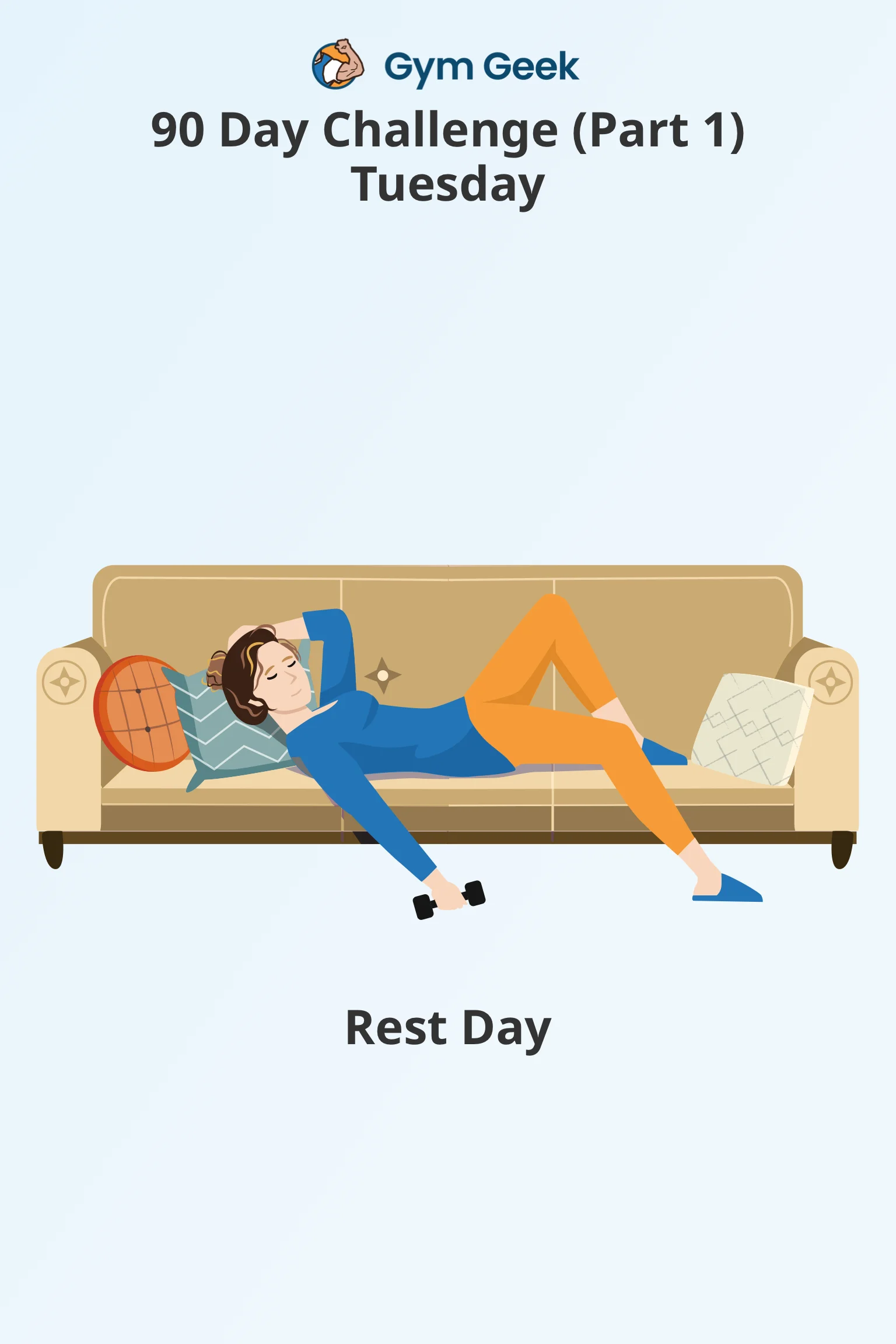 infographic - 90 day workout challenge, stage 1, Tuesday (Rest Day)