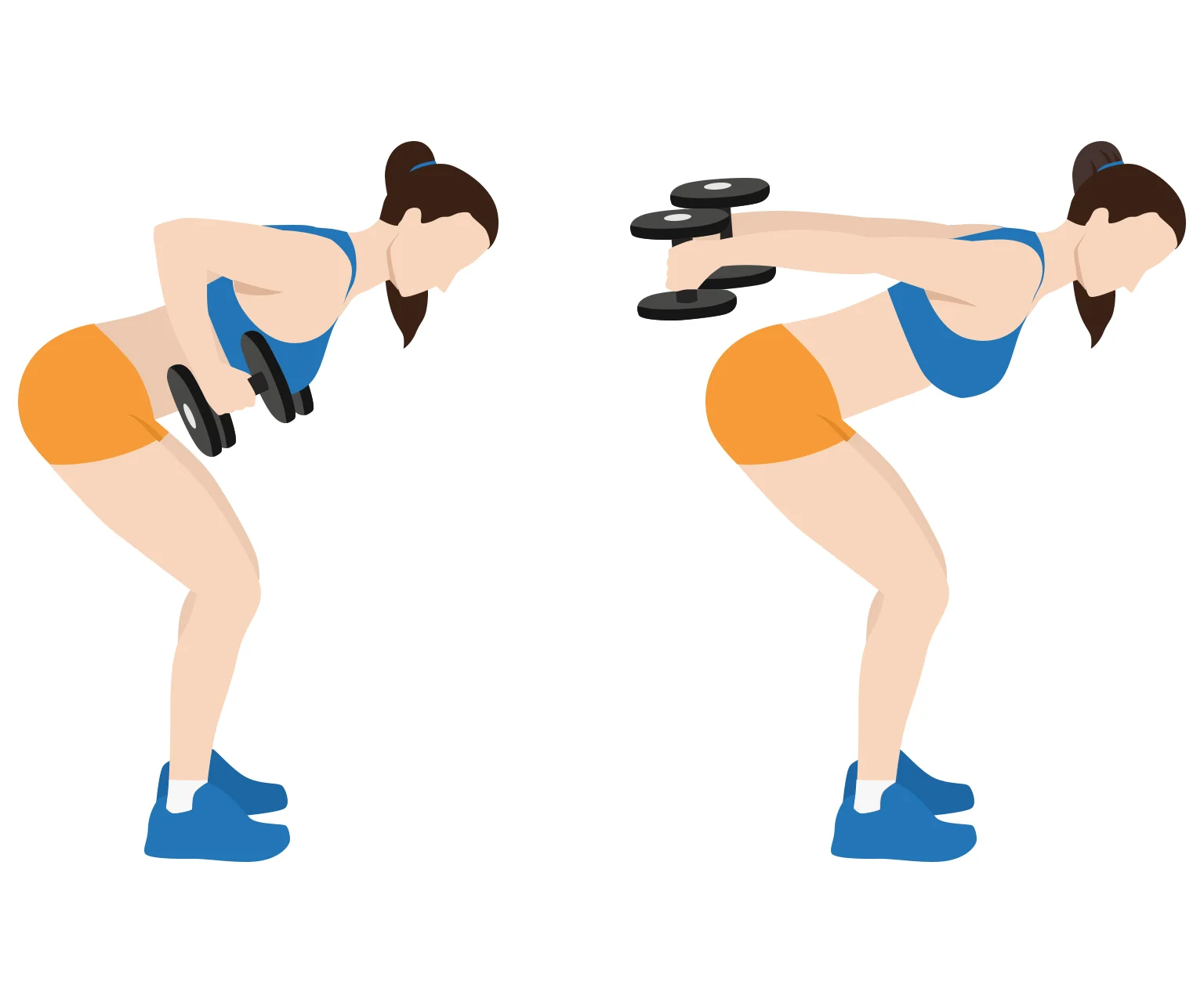 illustration - How to do a bent over tricep kickback