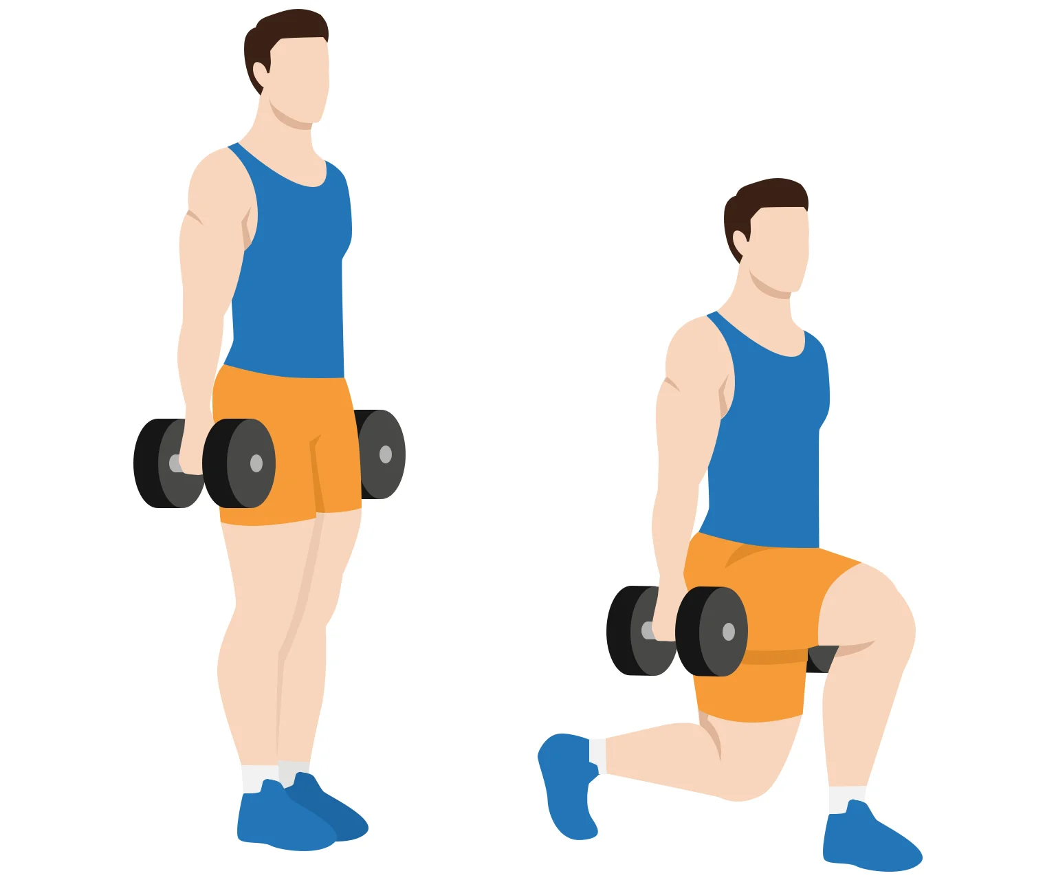 diagram - How to do a dumbbell lunge