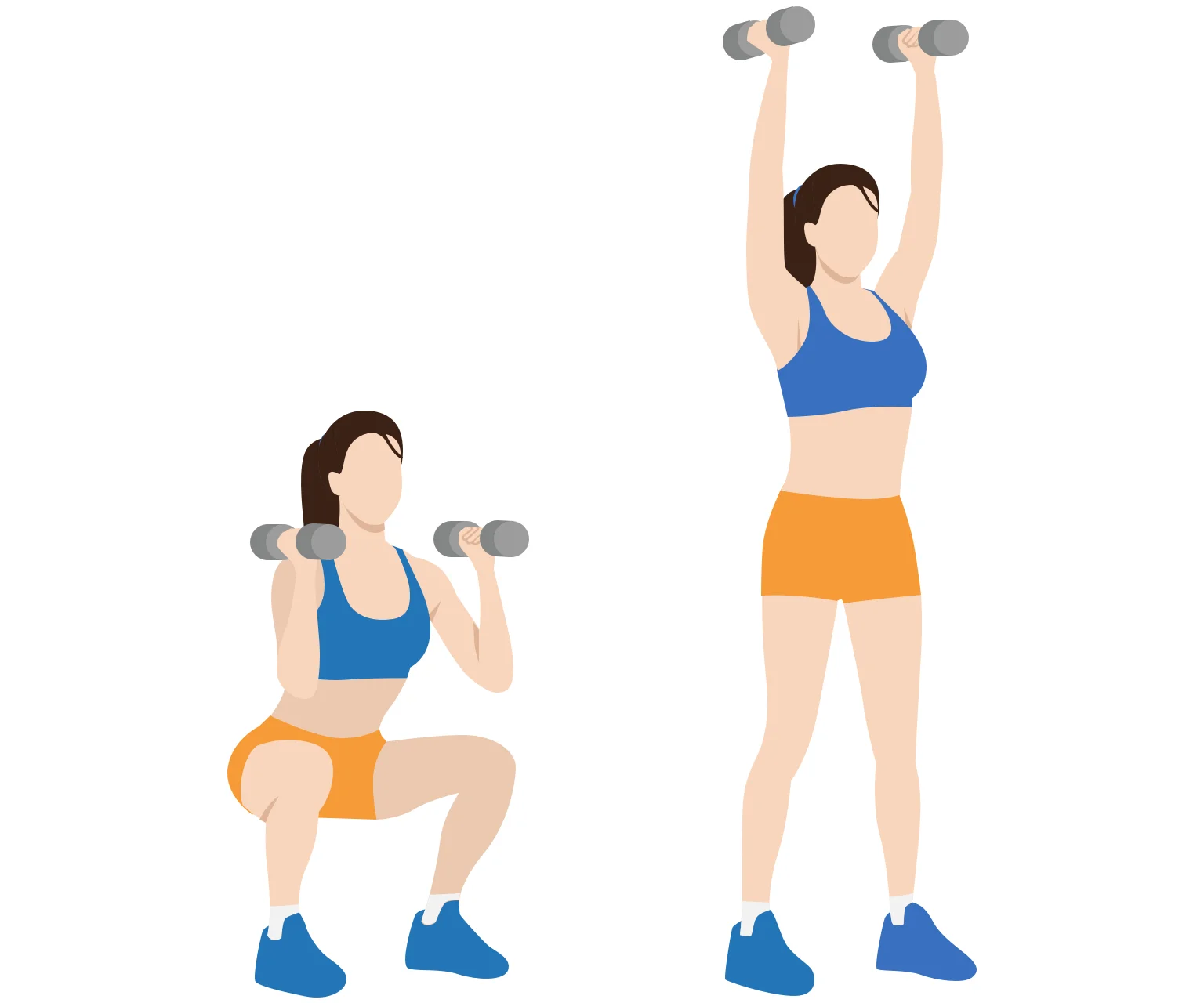diagram - How to do dumbbell thrusters