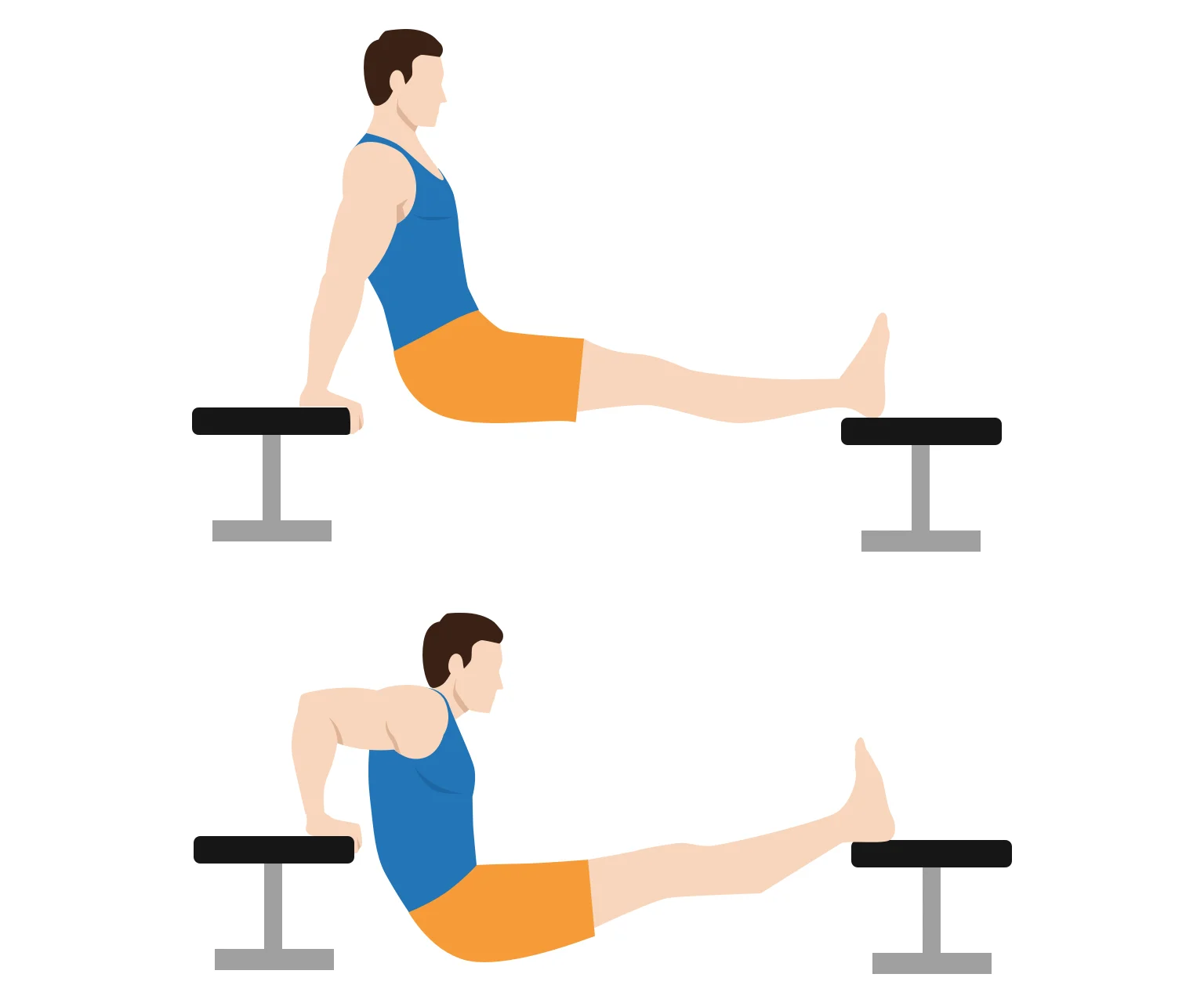 illustration - How to do feet-elevated tricep dips