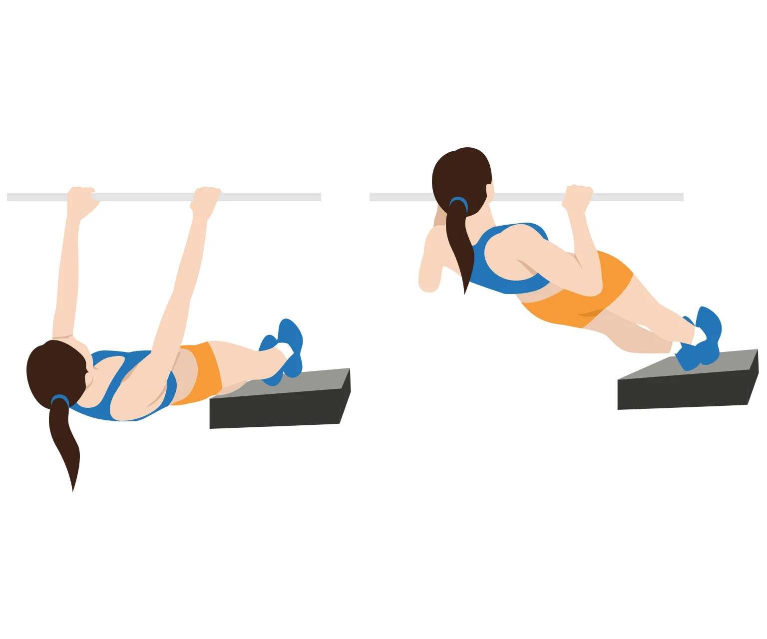 illustration - How to do a feet raised inverted row