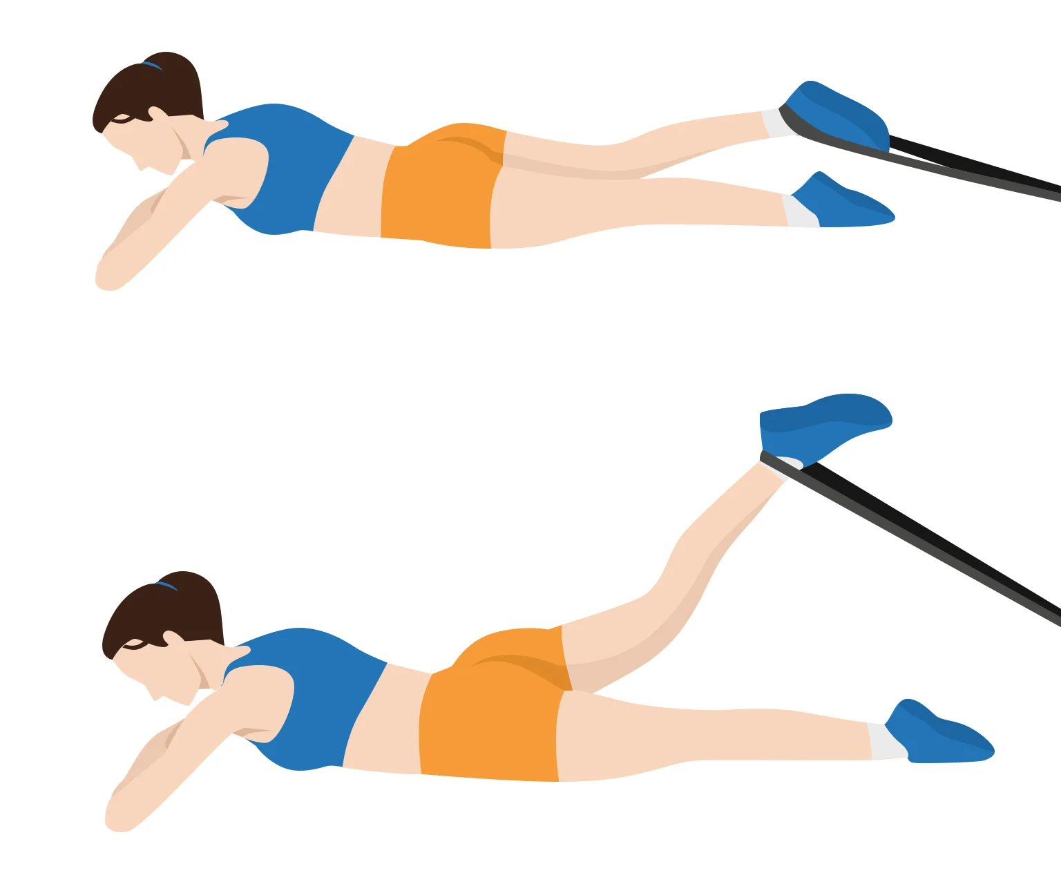 Illustration - How to do a resistance band prone leg curl