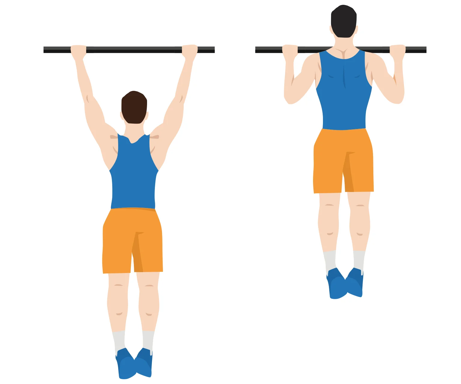 diagram - Showing how to perform the pull-up exercise.