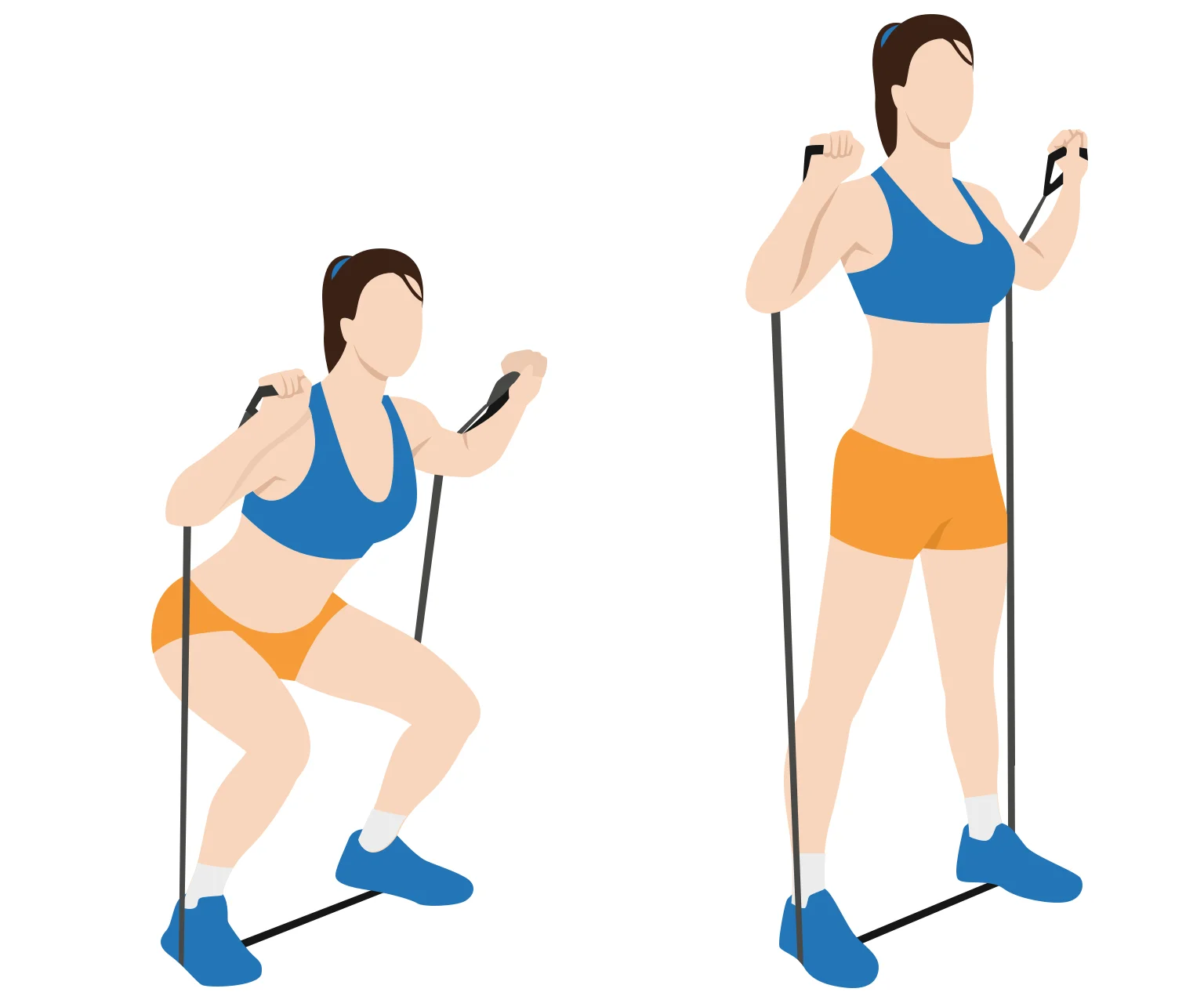 diagram - How to do a resistance band squat