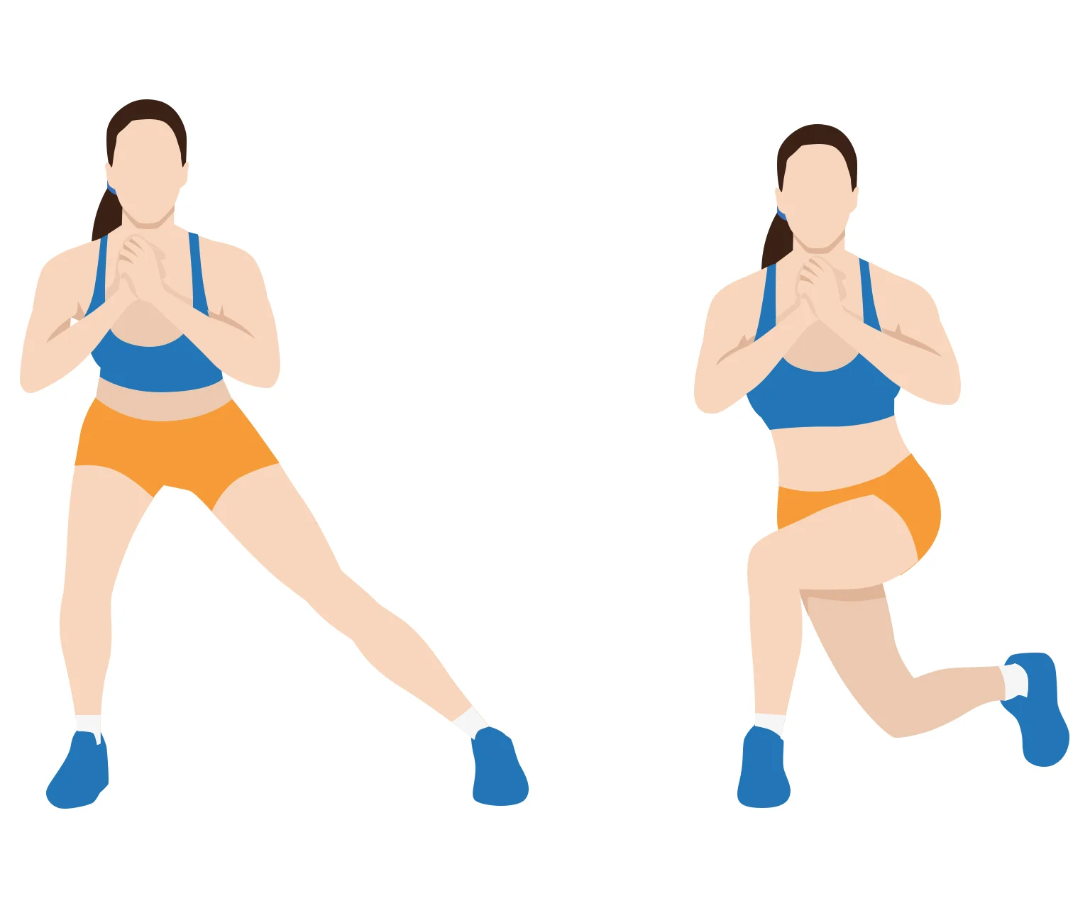 diagram - How to do a side lunge to curtsy lunge
