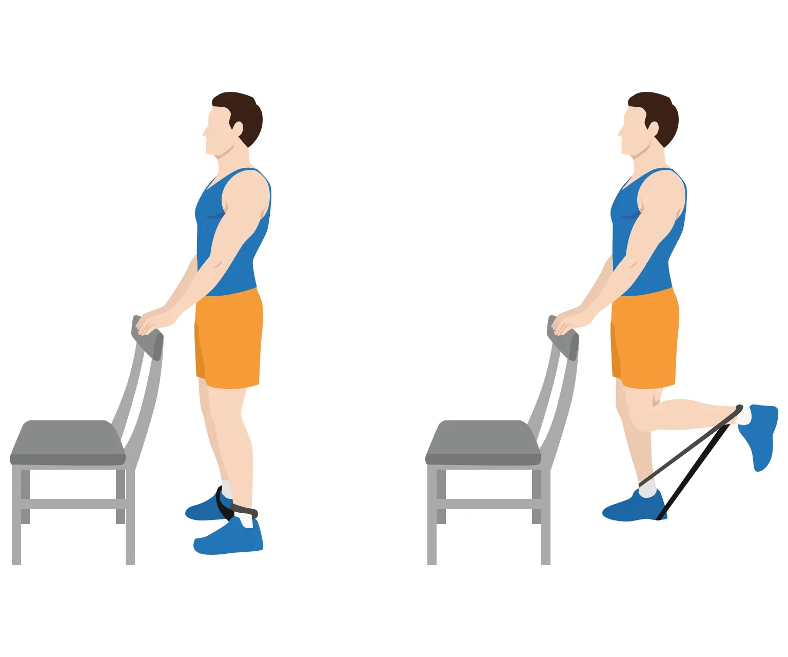 Illustration - How to do a resistance band standing leg curl