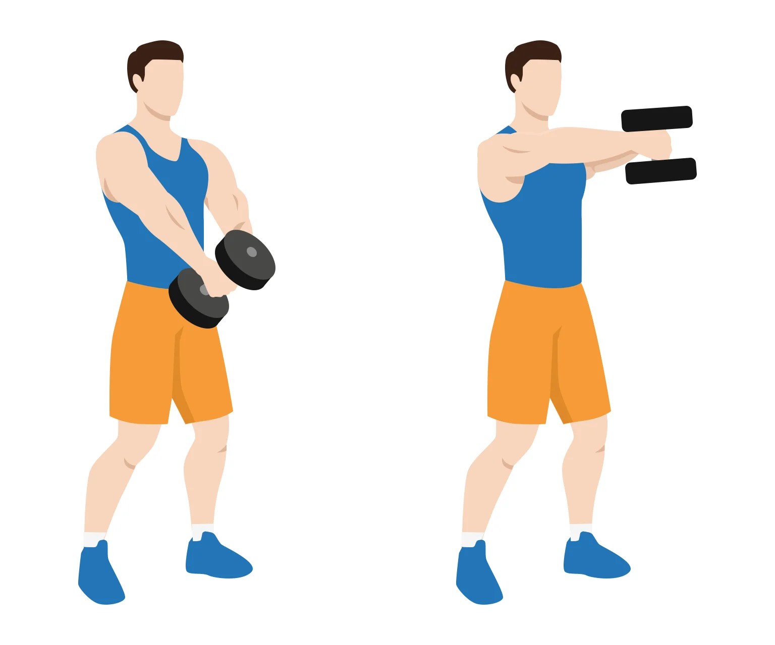 illustration - How to do a two-handed dumbbell front raise