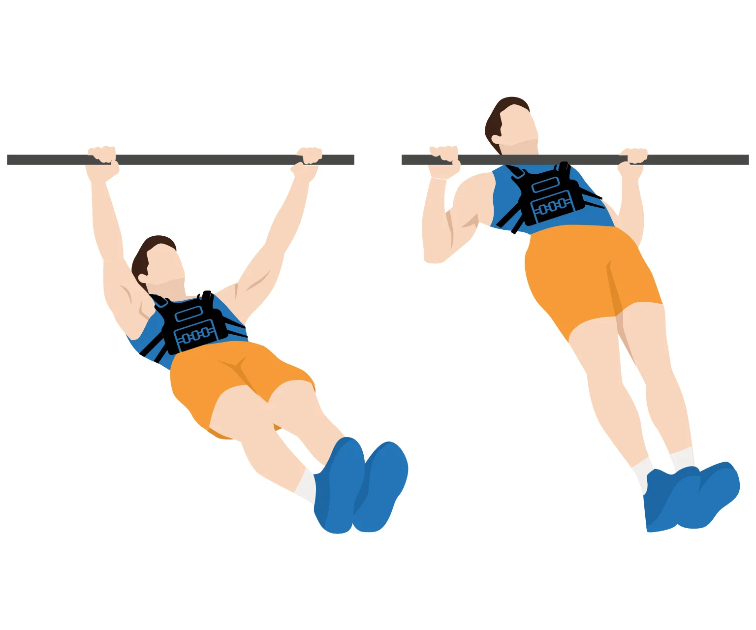 illustration - How to do a weighted vest inverted row
